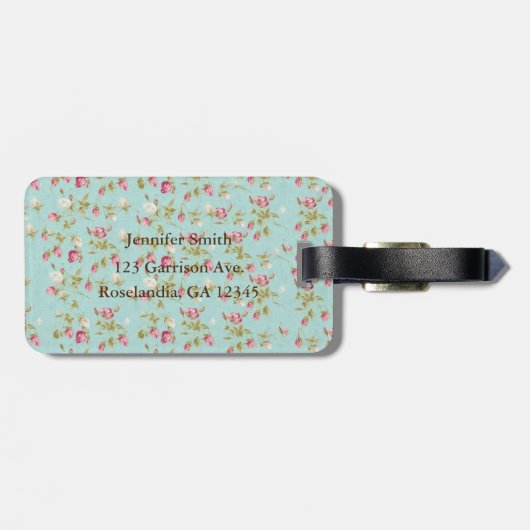 hallo prachtige florale roos bagagelabel (Achterkant horizontaal)