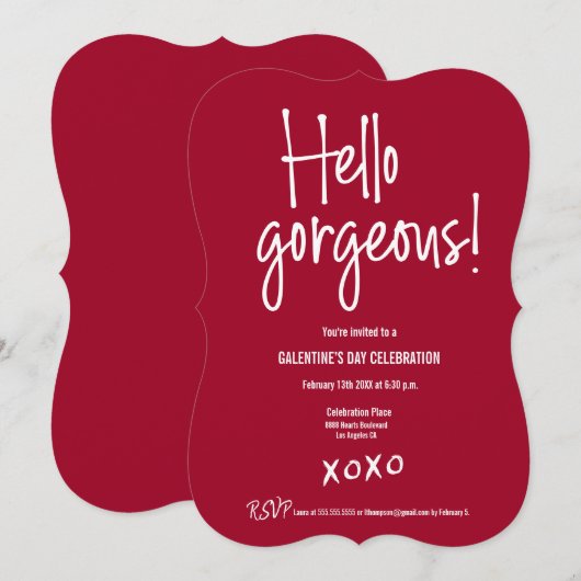 hallo prachtige Galentijnsdag xoxo Red aangepast Kaart (Voorkant / Achterkant)