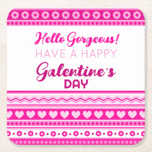 Hallo Prachtige Galentine’s Day Schattige roze har Kartonnen Onderzetters