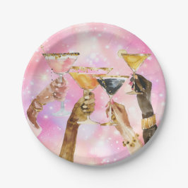 Hallo Prachtige Galentine's Day Glitter Roze Papieren Bordje