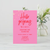 Hallo Prachtige Galentine's Day Pink Kaart (Staand voorkant)