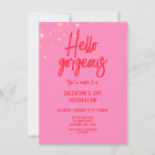 Hallo Prachtige Galentine's Day Pink Kaart (Voorkant)