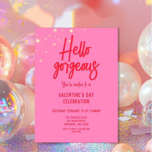 Hallo Prachtige Galentine's Day Pink Kaart