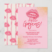 Hallo Prachtige Galentine's Day Roze Kaart (Voorkant / Achterkant)