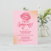 Hallo Prachtige Galentine's Day Roze Kaart (Staand voorkant)