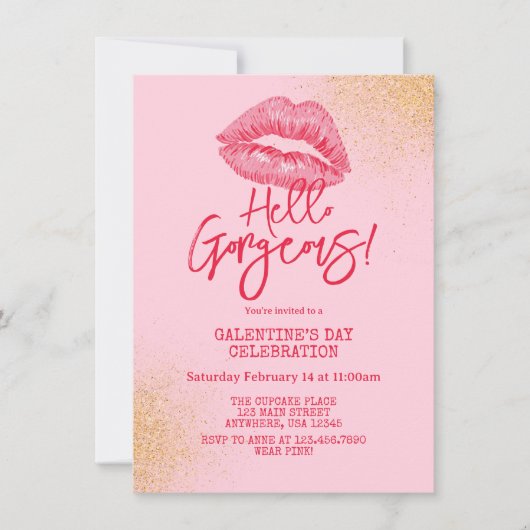 Hallo Prachtige Galentine's Day Roze Kaart (Voorkant)