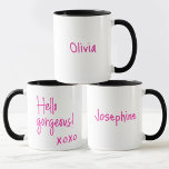 Hallo prachtige Galentine's Day XOXO gepersonalise Mok<br><div class="desc">Hallo Maak uw Galentine's Day-viering extra speciaal met de "Gorgeous" Galentine's Day XOXO Personalized Mug. Deze mok is niet alleen een stuk drinkwater; het is een gepersonaliseerde en stijlvolle manier om de schoonheid van vriendschap en zusterschap te vieren. Hallo Met een charmant "prachtig" ontwerp met XOXO-accenten, voegt deze gepersonaliseerde mok...</div>