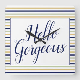 Hallo Prachtige gestreepte vierkante wandklok