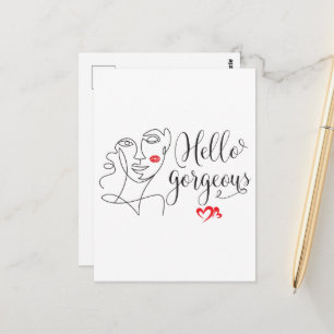 hallo prachtige gezichtsillustratie briefkaart