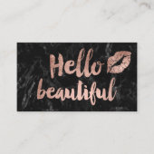hallo prachtige lippen roos gouden schrift zwarte visitekaartje (Voorkant)
