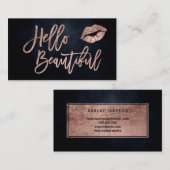 hallo prachtige lippen roos gouden script waterver visitekaartje (Voorkant / Achterkant)