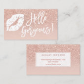 hallo prachtige lippen, typografie, zwart roos gou visitekaartje (Voorkant / Achterkant)