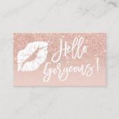 hallo prachtige lippen, typografie, zwart roos gou visitekaartje (Voorkant)