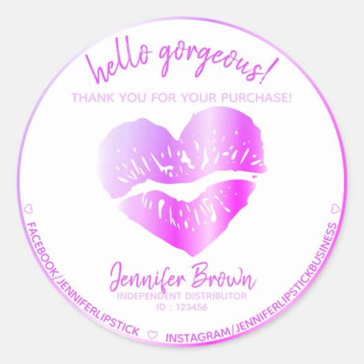 Hallo Prachtige Lippenstift Paarse Sticker (Voorkant)
