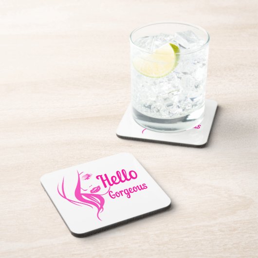 hallo prachtige Lovely Lady Face Drawing Typografi Bier Onderzetter (Rechterzijde)