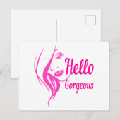 hallo prachtige Lovely Lady Face Drawing Typografi Briefkaart (Voorkant / Achterkant)