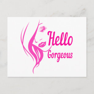 hallo prachtige Lovely Lady Face Drawing Typografi Briefkaart