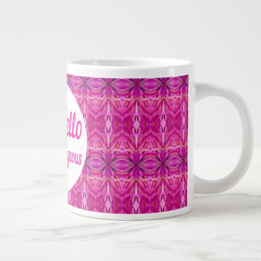 hallo prachtige Lovely Lady Face Drawing Typografi Grote Koffiekop (Rechts)