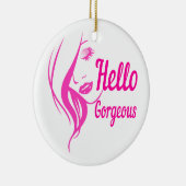 hallo prachtige Lovely Lady Face Drawing Typografi Keramisch Ornament (Rechts)