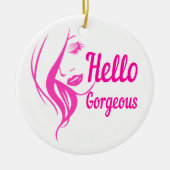 hallo prachtige Lovely Lady Face Drawing Typografi Keramisch Ornament (Voorkant)