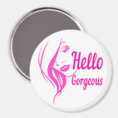 hallo prachtige Lovely Lady Face Drawing Typografi Magneet (Voorkant / Achterkant)