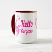 hallo prachtige Lovely Lady Face Drawing Typografi Mok (Voorkant links)