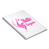 hallo prachtige Lovely Lady Face Drawing Typografi Notitieboek (Rechterzijde)