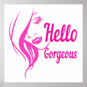 hallo prachtige Lovely Lady Face Drawing Typografi Poster (Voorkant)