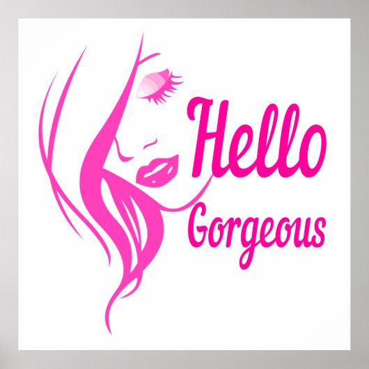 hallo prachtige Lovely Lady Face Drawing Typografi Poster (Voorkant)