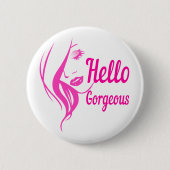 hallo prachtige Lovely Lady Face Drawing Typografi Ronde Button 5,7 Cm (Voorkant)