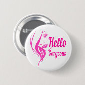 hallo prachtige Lovely Lady Face Drawing Typografi Ronde Button 5,7 Cm (Voorkant /achterkant)