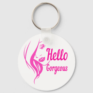 hallo prachtige Lovely Lady Face Drawing Typografi Sleutelhanger