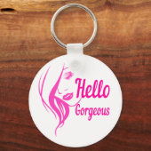 hallo prachtige Lovely Lady Face Drawing Typografi Sleutelhanger (Voorkant)