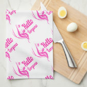 hallo prachtige Lovely Lady Face Drawing Typografi Theedoek (Quarter Fold)