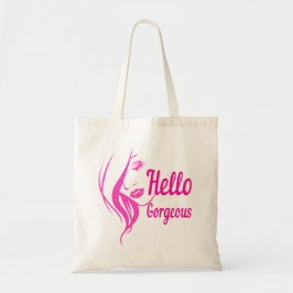 hallo prachtige Lovely Lady Face Drawing Typografi Tote Bag