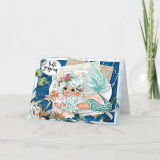 Hallo Prachtige Mermaid Aanmoediging Kaart