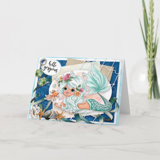 Hallo Prachtige Mermaid Aanmoediging Kaart (Voorkant)