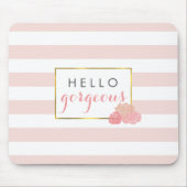 Hallo Prachtige Mousepad Roze Streep & Blush Peony Muismat (Voorkant)