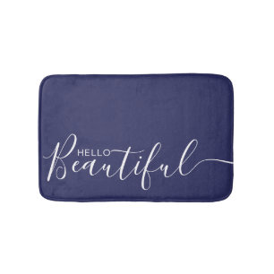 hallo prachtige Navy Blue White Typografie Modern  Badmat