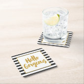 Hallo Prachtige Nep Gouden Glitter Gestreepte Kartonnen Onderzetters (Insitu)