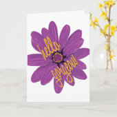 hallo prachtige Paarse en Oranje bloem Kaart (Gele Bloem)