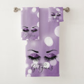 hallo prachtige Paarse Glitter Eyes Bad Handdoek (Insitu)