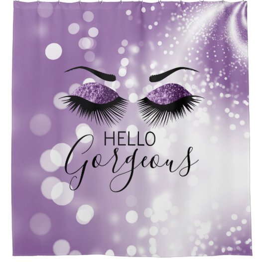 hallo prachtige Paarse Glitter Eyes Douchegordijn (Voorkant)