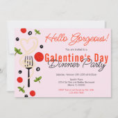Hallo Prachtige Pink Galentine's Day Dinner Party Kaart (Voorkant)