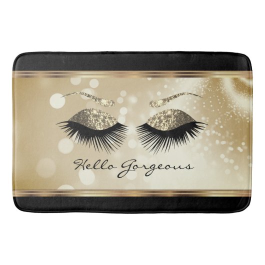 hallo Prachtige - Prachtige Eyelashes met goud Badmat (Voorkant)
