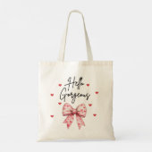 Hallo Prachtige, rode boog met harten Tote Bag (Achterkant)