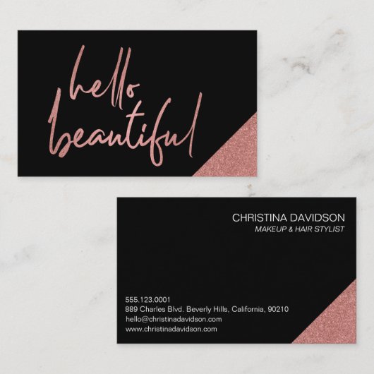 hallo prachtige Roos Gold Makeup-artiest Visitekaartje (Voorkant / Achterkant)