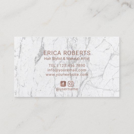 hallo prachtige Roos Gold Script Marble Salon Visitekaartje (Achterkant)