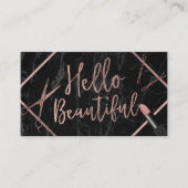 hallo prachtige Roos Gold Script Marble Salon Visitekaartje (Voorkant)