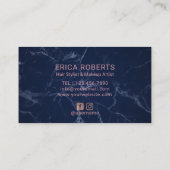 hallo prachtige Roos Gold Script Navy Marble Salon Visitekaartje (Achterkant)